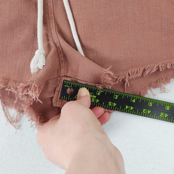 Aerie Shorts Womens Medium Terracotta Pink Loungewear Raw Hem Drawstring Casual - Picture 6 of 11